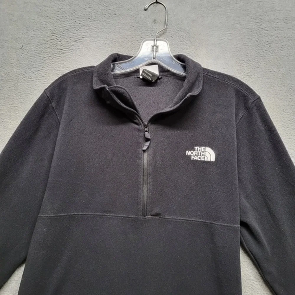 The North Face Men Sweatshirt Small Black Fleece 1/2 Zip Logo Mock Neck Pullover